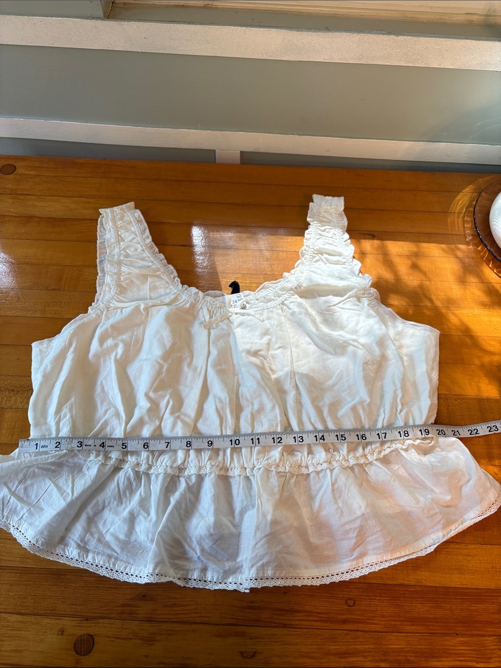 Divided White Ruffled Camisole Tank - Picture 4 of 8